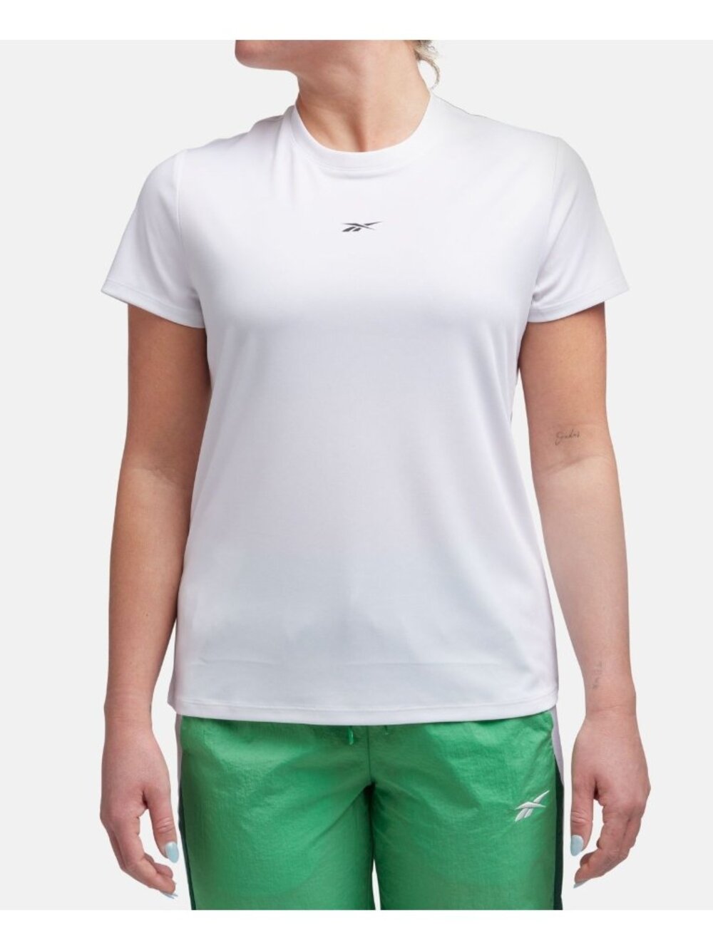 Reebok Womens Performance Embellished T-Shirt Activewear Top White Size XL NWT